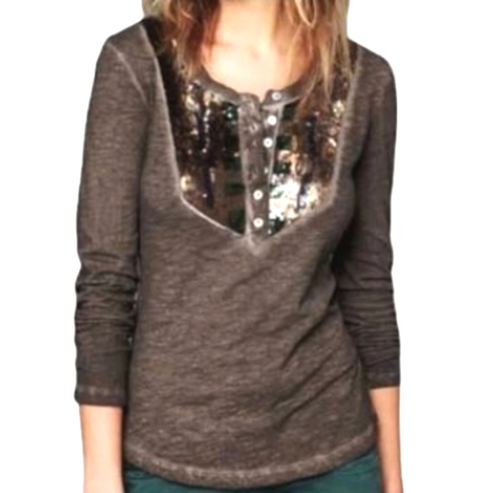 Free people distressed sequins top  XS/S